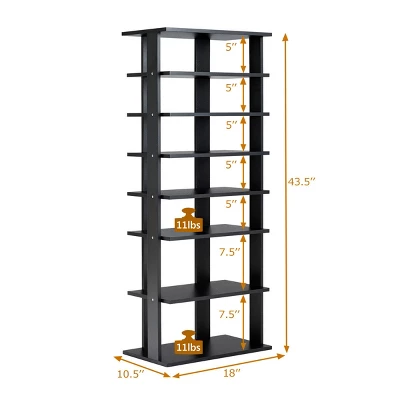 Patented 7-Tier Dual Shoe Rack Practical Free Standing Shelves Storage Shelves Concise