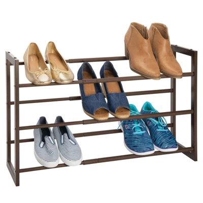 MDesign Metal 3 Tier Adjustable/Expandable Shoe And Boot Rack - Image 4