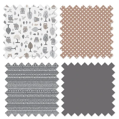 Bacati - Owls Gray/Beige Neutral Cotton Storage Toy Chest - Image 2