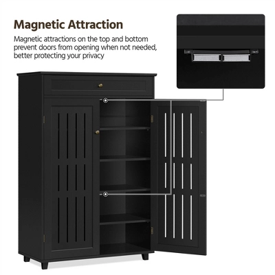 Yaheetech Adjustable 5-Tier Shoe Storage Cabinet With Louvered Door, Black - Image 5