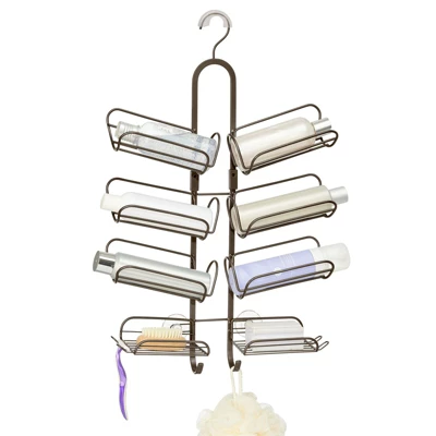 MDesign Steel Metal Bathroom/Shower Caddy Rack With Hooks And Baskets - Image 4