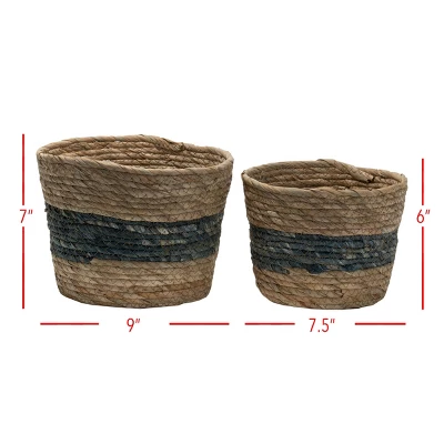 Set Of 2 Blue Cattail Decorative Storage Baskets - Foreside Home & Garden - Image 4