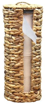 Vintiquewise Rustic Water Hyacinth Vanity Bathroom Set, Set Of 4 - Magazine Basket, Tissue Roll Holder, Tissue Box Cover, And Wastebasket - Image 5