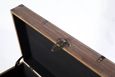 Vintiquewise Wooden Rectangular Lined Rustic Storage Trunk With Latch - Image 4