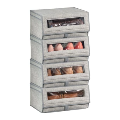 MDesign Stackable Fabric Closet Storage Shoe Box - Large - Image 8