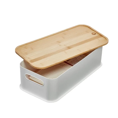 Large Handled Bin With Bamboo Lid Coconut - IDESIGN - Image 2