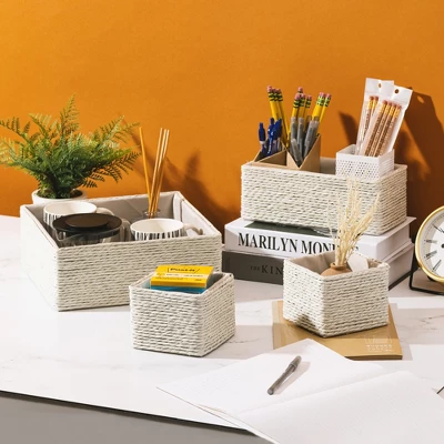 Sorbus Woven Paper Rope Baskets - 4 Piece Set - Image 3