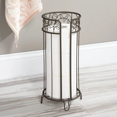 MDesign Decorative Metal Toilet Paper Storage Holder Stand, 3 Rolls - Image 2
