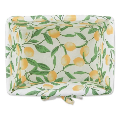 Design Imports Set Of 2 M Antique White Chicken Wire Lemon Print Liner Baskets