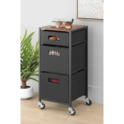 Whitmor Rolling 3 Drawer Cart Black - Image 6