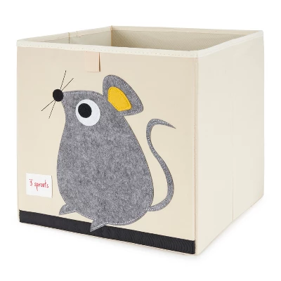 3 Sprouts Large 13 Inch Square Children's Foldable Fabric Storage Cube Organizer Box Soft Toy Bins, Pet Hedgehog, Gray Mouse, & Dotted Sheep (3 Pack) - Image 2