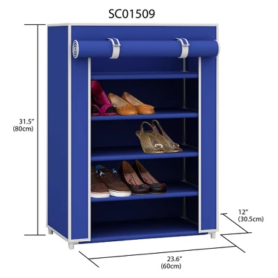 Home Basics 5 Tier Non Woven Shoe Closet, Navy - Image 2