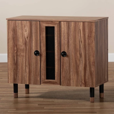 2 Door Valina Wood Entryway Shoe Storage Cabinet Brown - Baxton Studio - Image 3